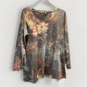Soft Surroundings Women’s Knit Tunic Floral Size XL Super Soft Long Sleeve